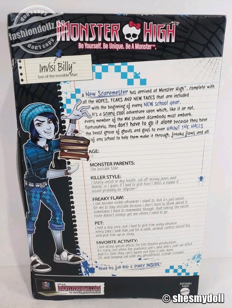 2014 Monster High - New Scaremeser Invisi Billy #BJM44