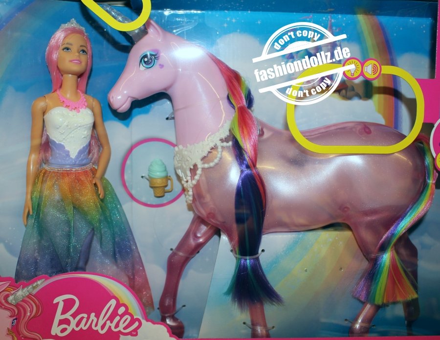 2020 Dreamtopia Magical Lights Unicorn Barbie Playset #GWM78