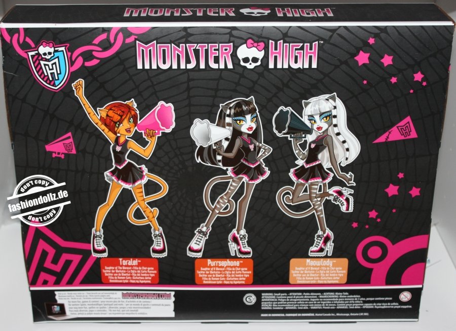 2013 Monster High Go Monster High Team!!! Giftset Purrsephone, Toralei & Meowly #Y7297
