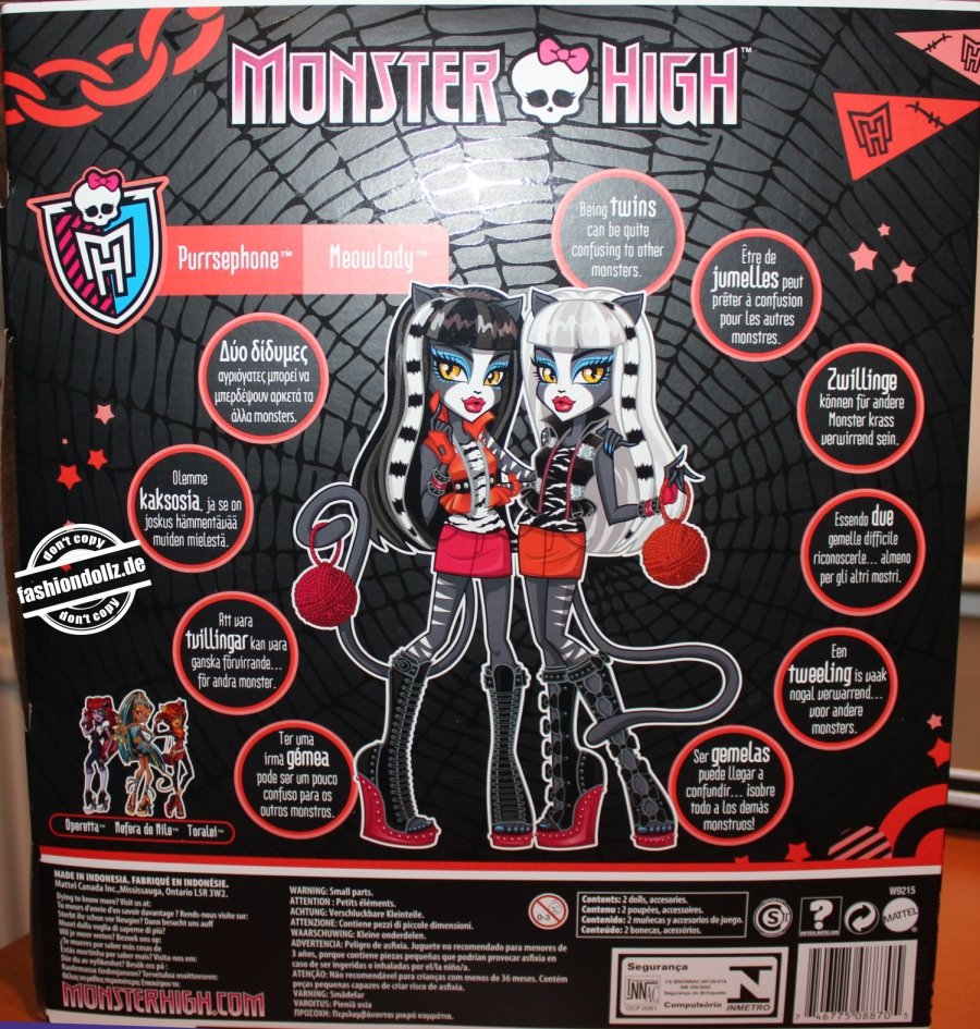 2012 Monster High Campus Stroll Sisters Giftset Meowlody & Purrsephone #W9215