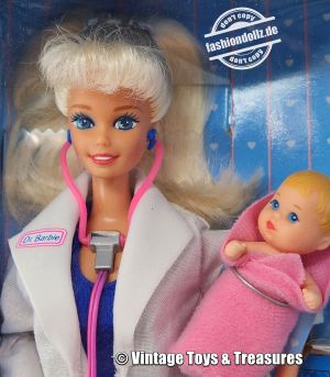 1994 Dr. Barbie Baby Set #11160 with blonde Baby