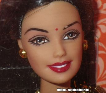2014 Barbie in India, black brokade - pink Saree P8228