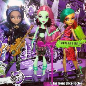 2016 Monster High Fierce Rockers Clawdeen Wolf, Venus McFlytrap & Jinafire Long 3-pack #DJB92